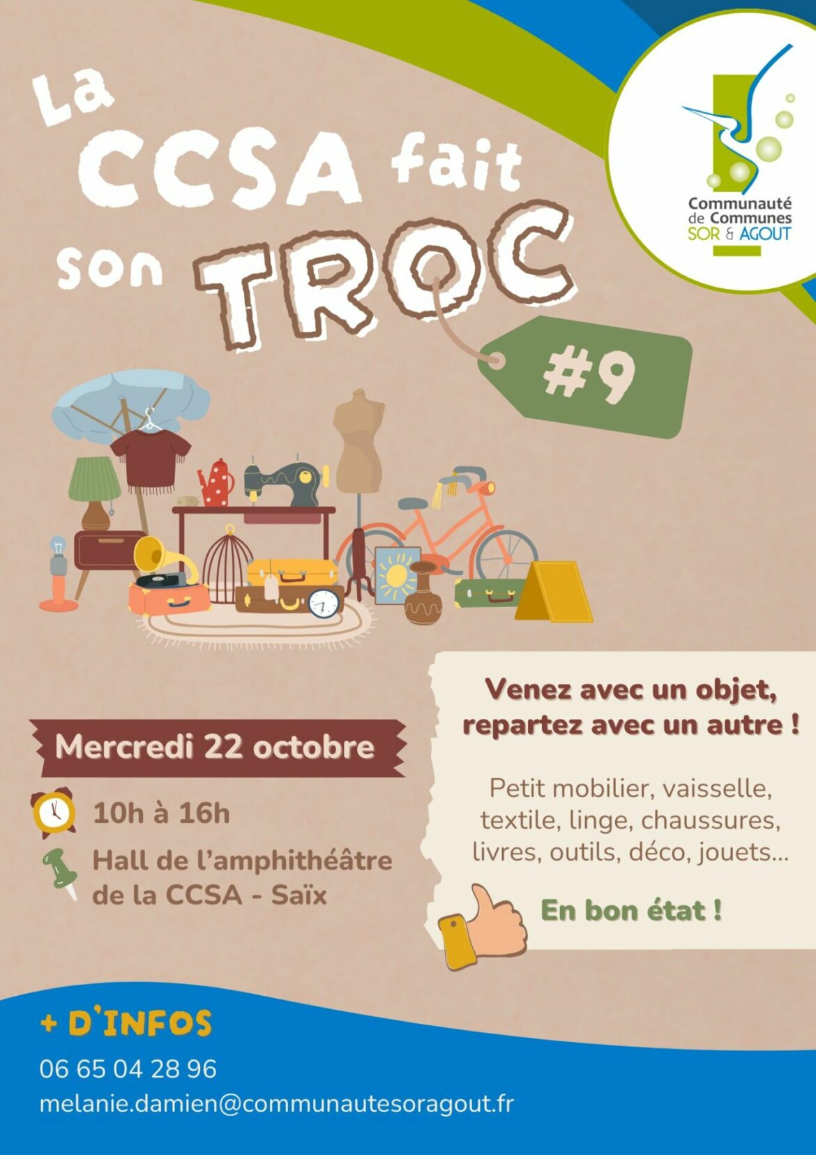 LE TROC DE LA CCSA MERCREDI 22 OCTOBRE DE 10H A 16H