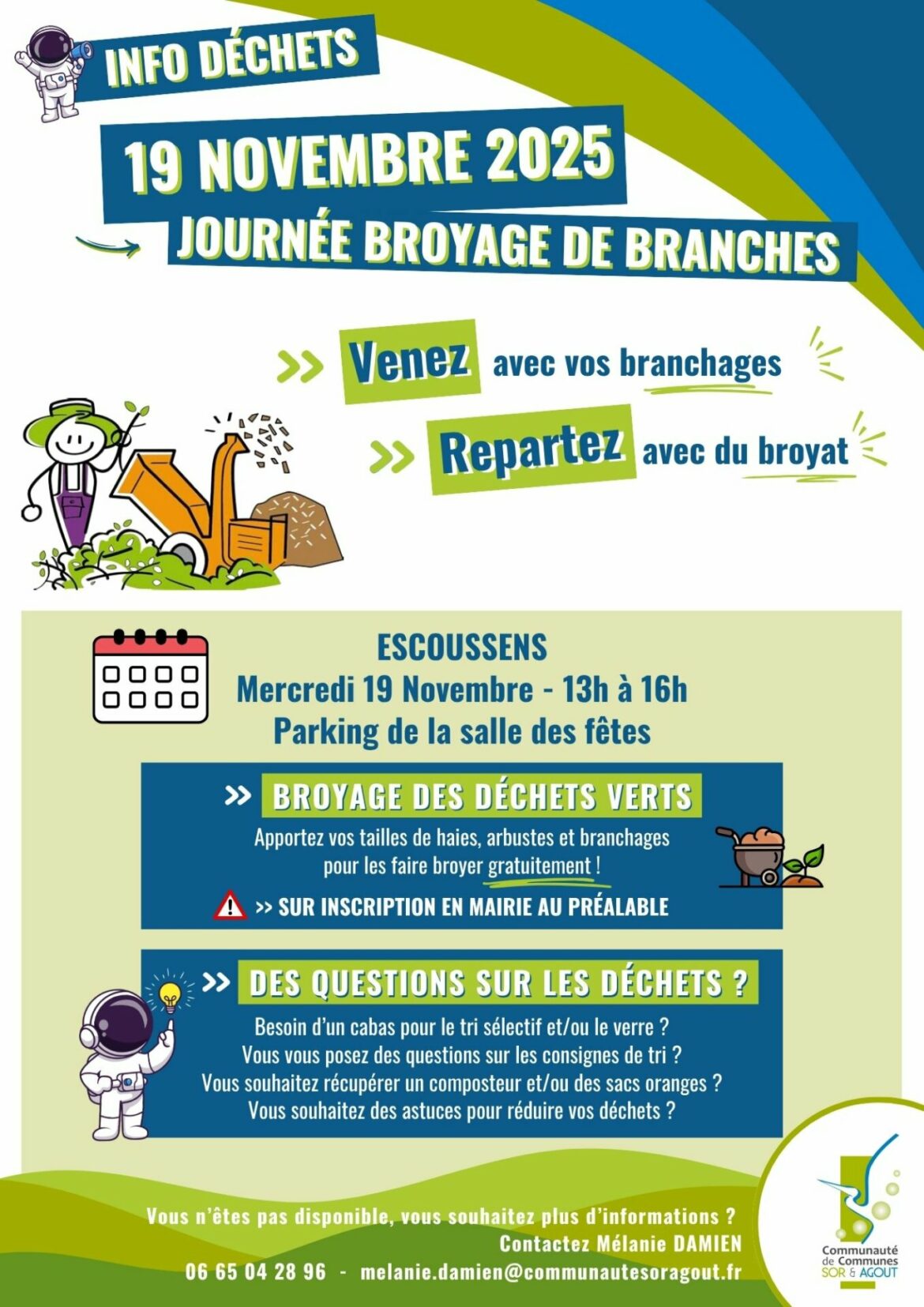 JOURNÉE BROYAGE DE BRANCHES MERCREDI 19 NOVEMBRE AU PARKING DE LA SALLE DES FÊTES